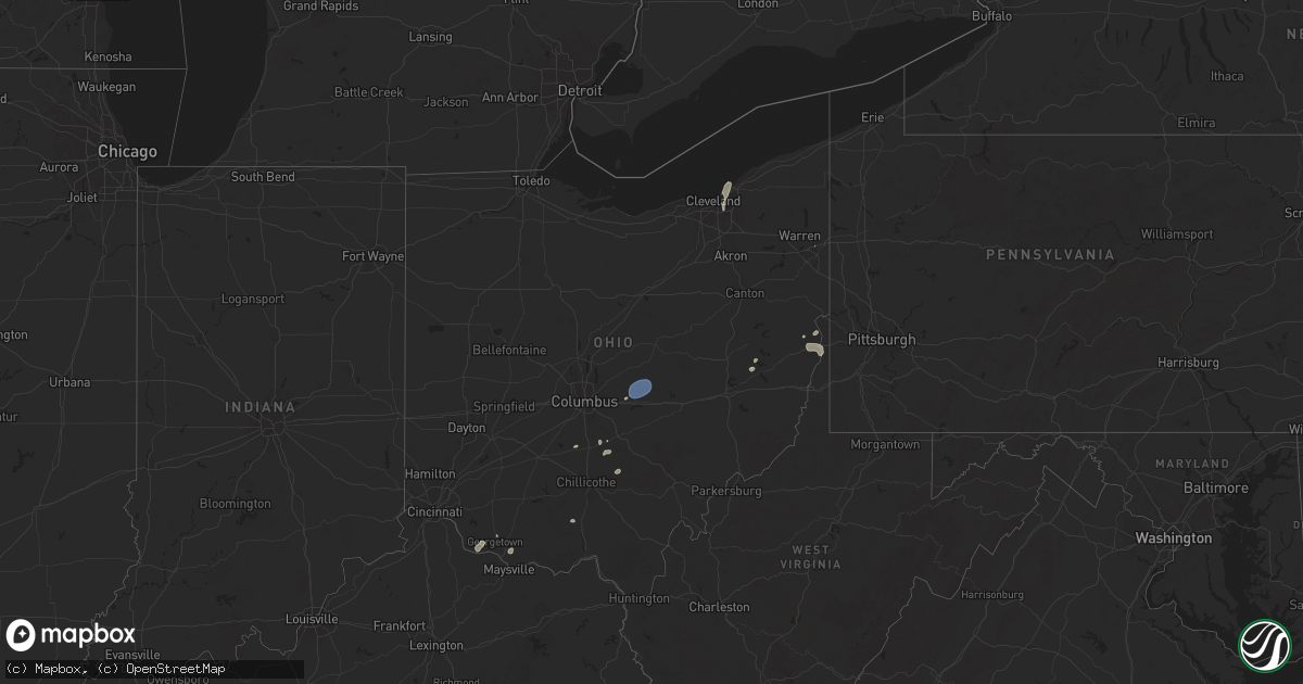 Hail map in Ohio on June 27, 2025