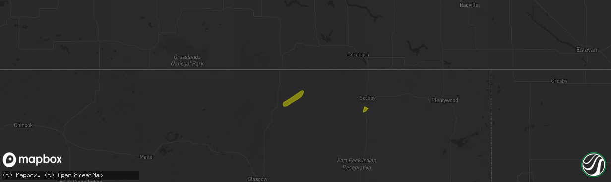 Hail map in Richland, MT on June 27, 2025