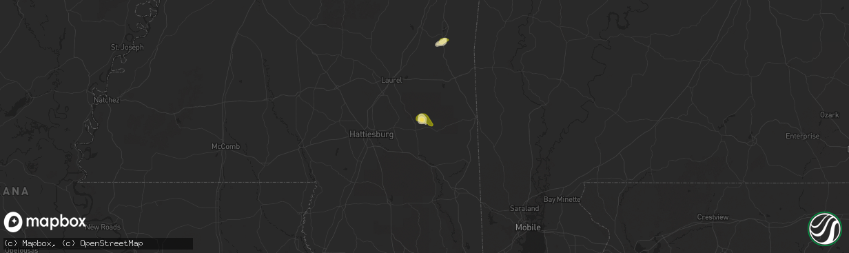 Hail map in Richton, MS on June 27, 2025