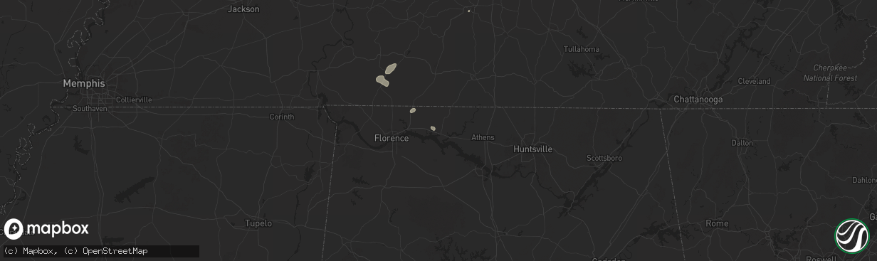 Hail map in Rogersville, AL on June 27, 2025