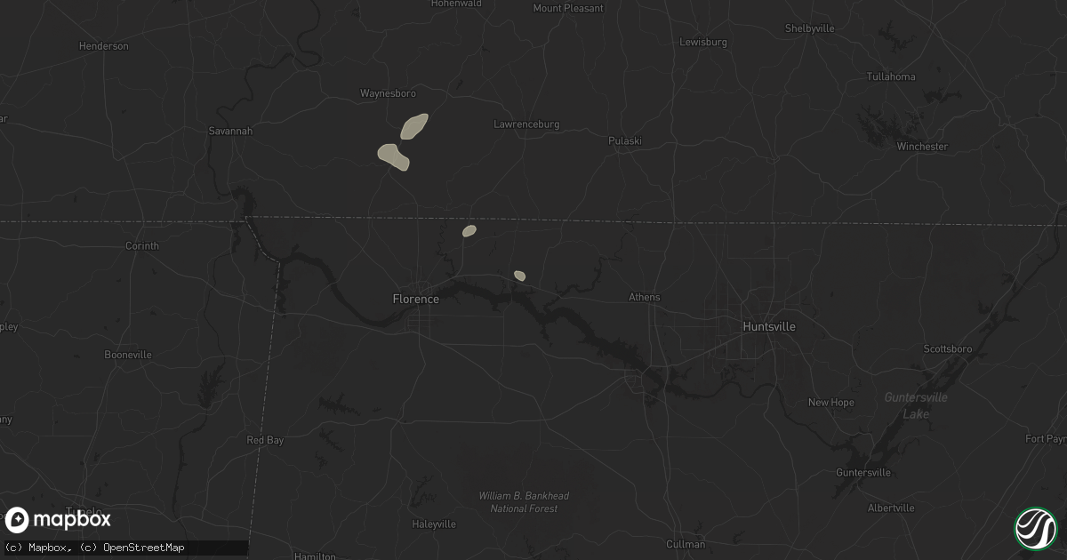 Hail map in Rogersville, AL on June 27, 2025