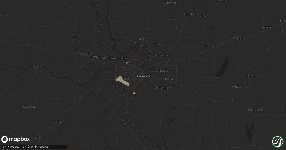Hail map in Saint Louis, MO on June 27, 2025