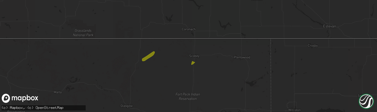 Hail map in Scobey, MT on June 27, 2025