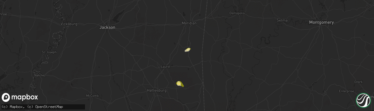 Hail map in Shubuta, MS on June 27, 2025
