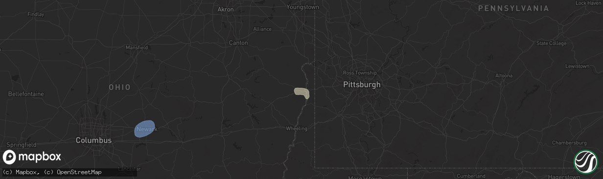 Hail map in Steubenville, OH on June 27, 2025