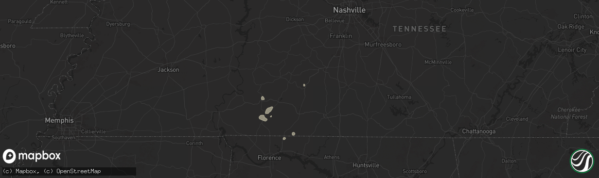 Hail map in Summertown, TN on June 27, 2025