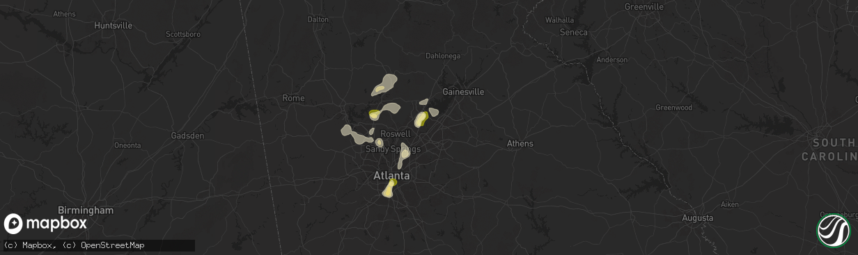 Hail map in Suwanee, GA on June 27, 2025