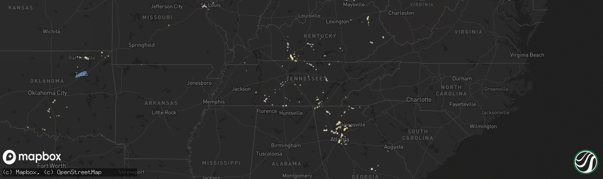 Hail map in Tennessee on June 27, 2025