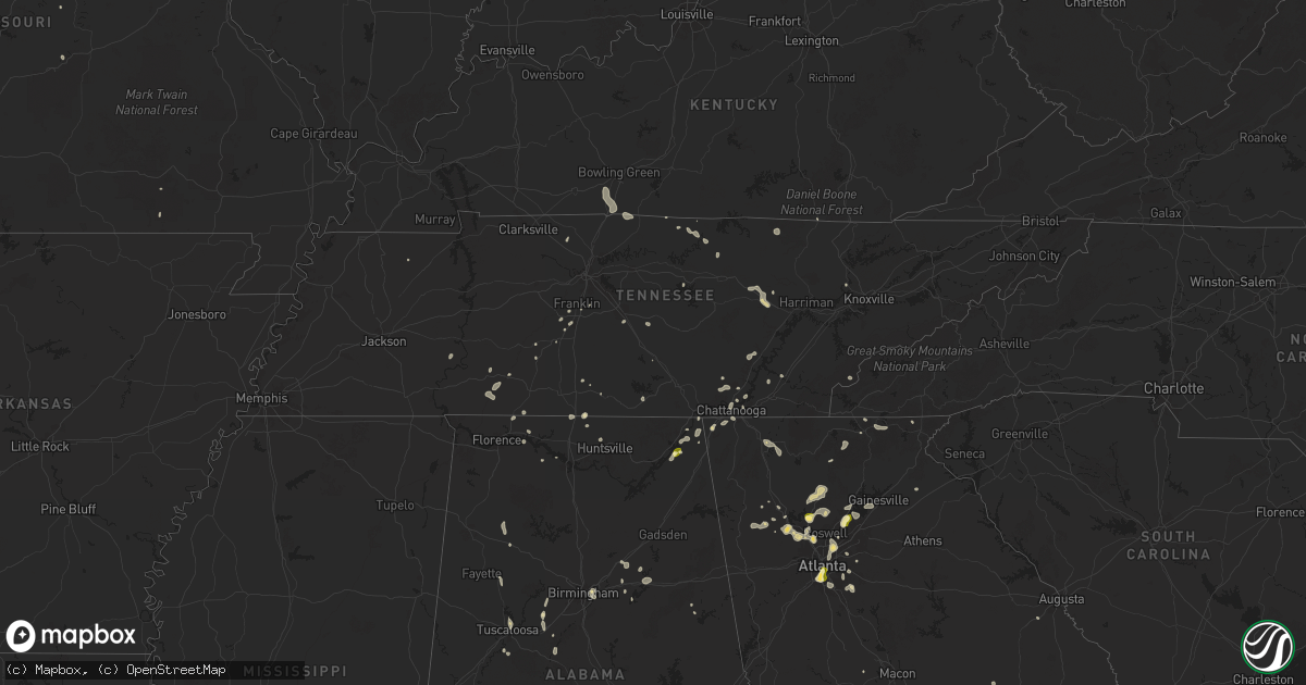 Hail map in Tennessee on June 27, 2025