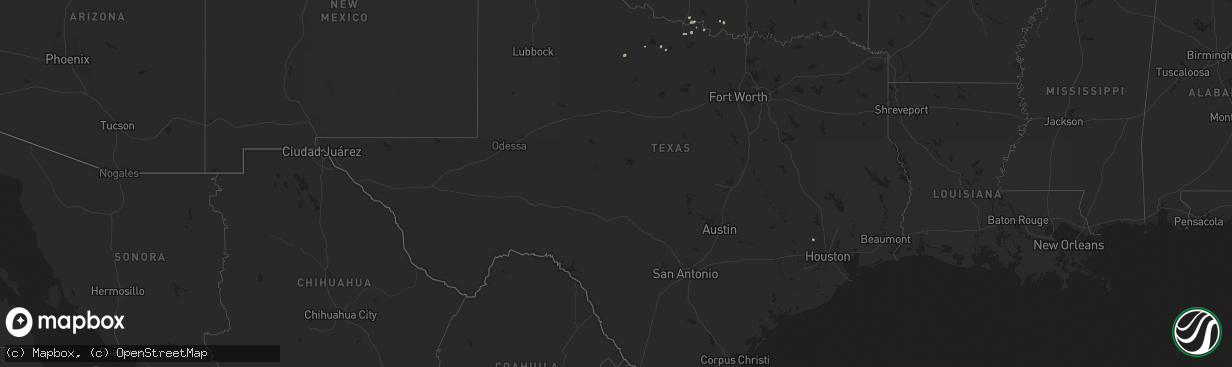 Hail map in Texas on June 27, 2025