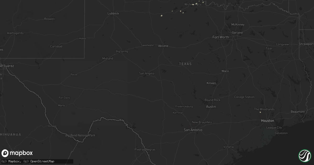 Hail map in Texas on June 27, 2025