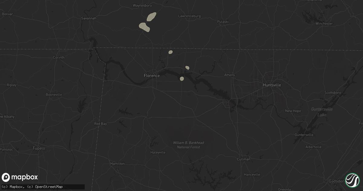 Hail map in Town Creek, AL on June 27, 2025
