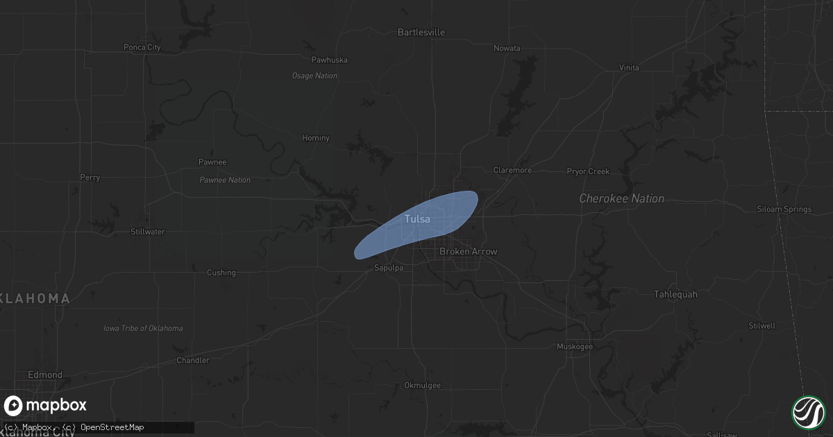 Hail map in Tulsa, OK on June 27, 2025