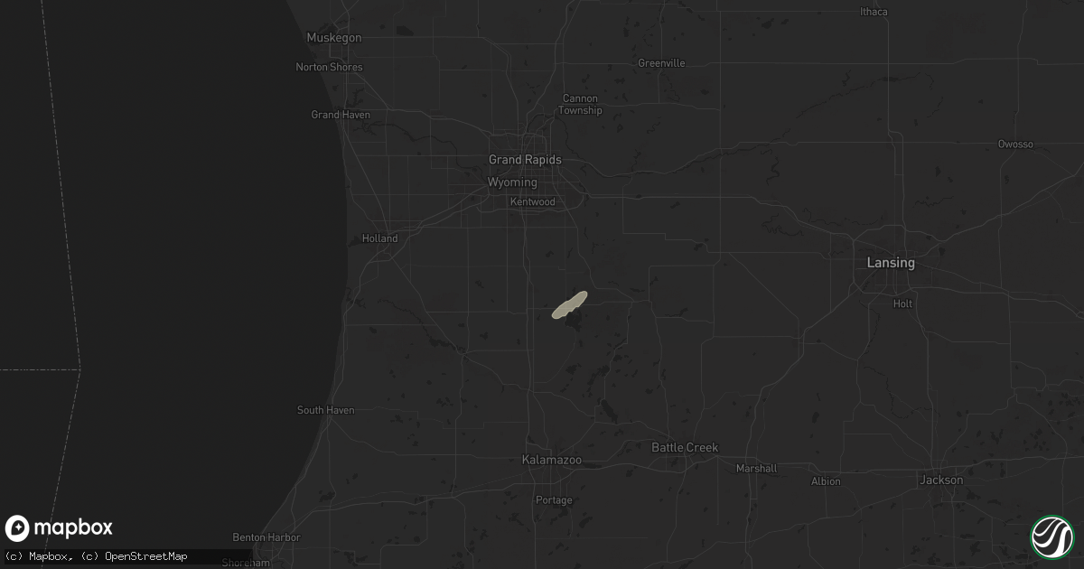 Hail map in Wayland, MI on June 27, 2025