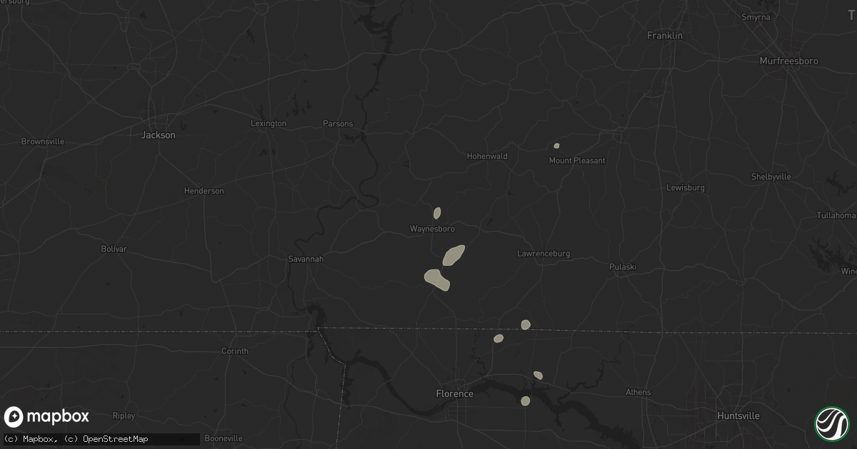 Hail map in Waynesboro, TN on June 27, 2025