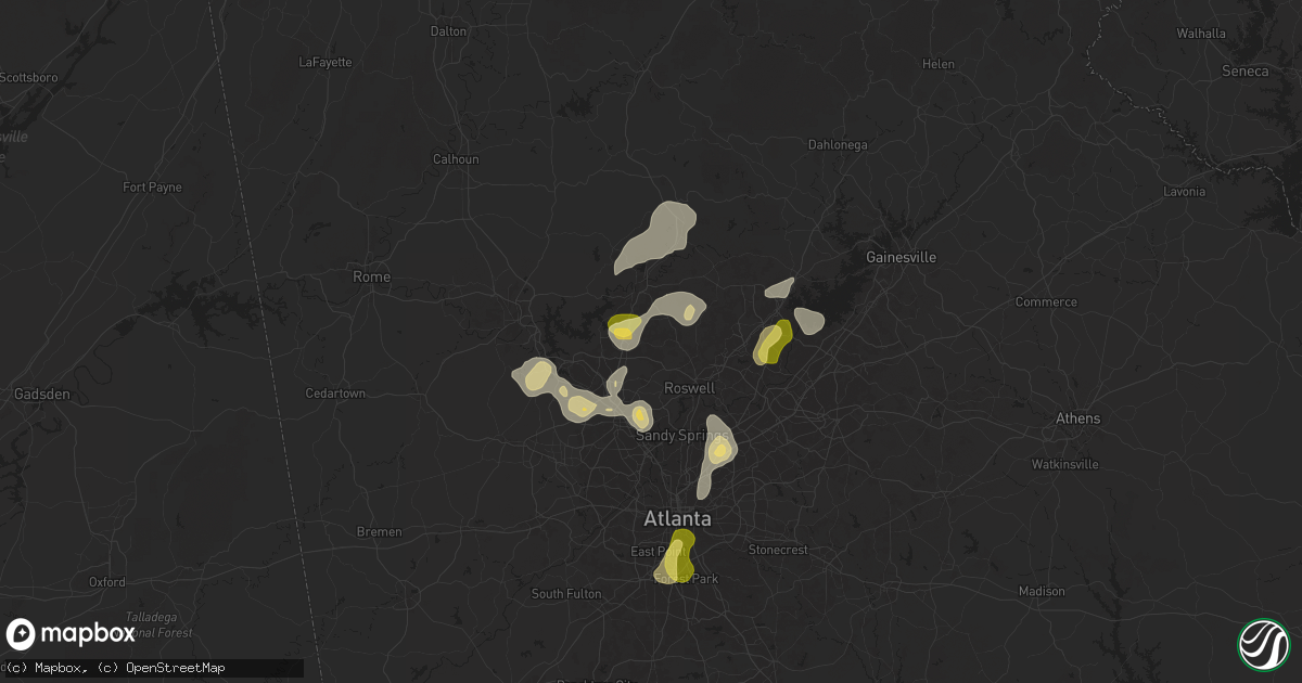 Hail map in Woodstock, GA on June 27, 2025