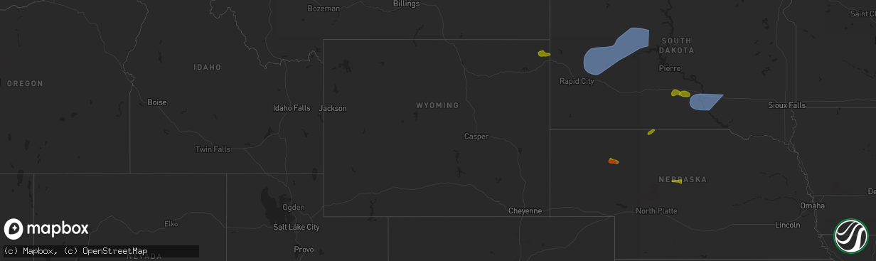 Hail map in Wyoming on June 27, 2025