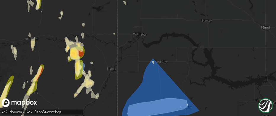 Hail map in Alexander, ND on June 27, 2026