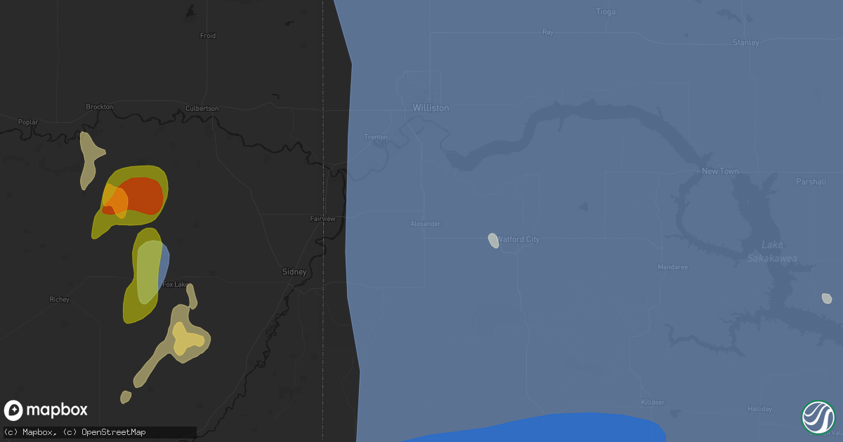 Hail map in Alexander, ND on June 27, 2026
