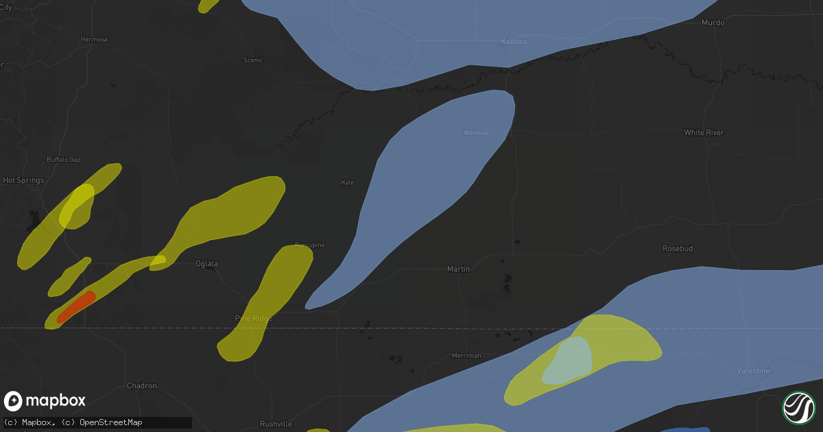Hail map in Allen, SD on June 27, 2026