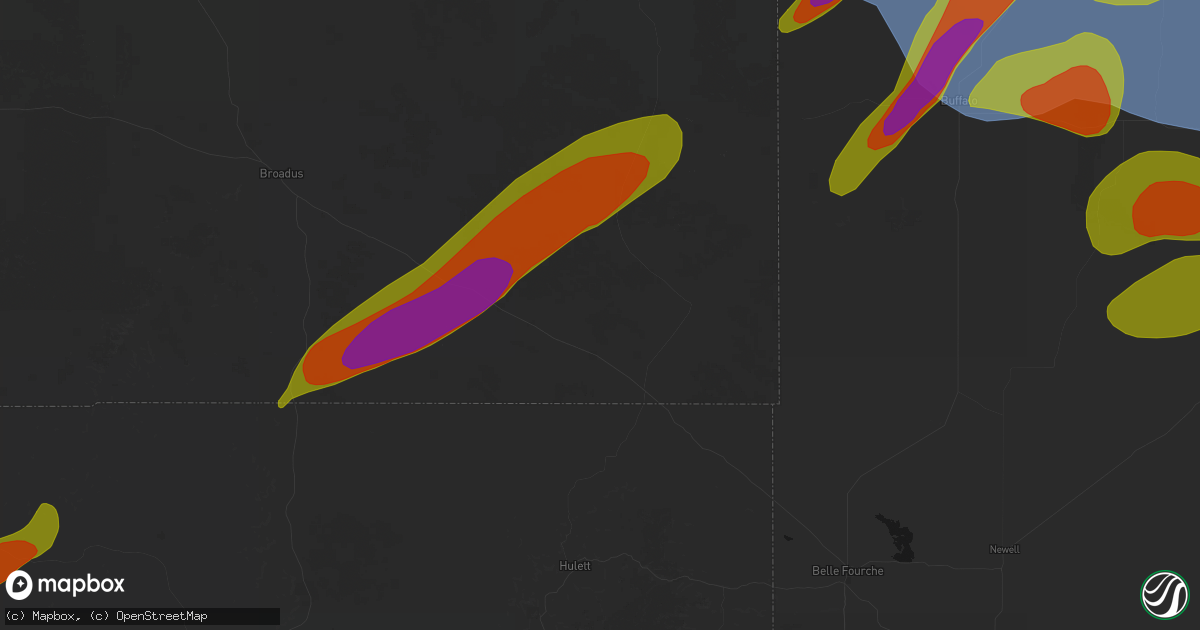Hail map in Alzada, MT on June 27, 2026