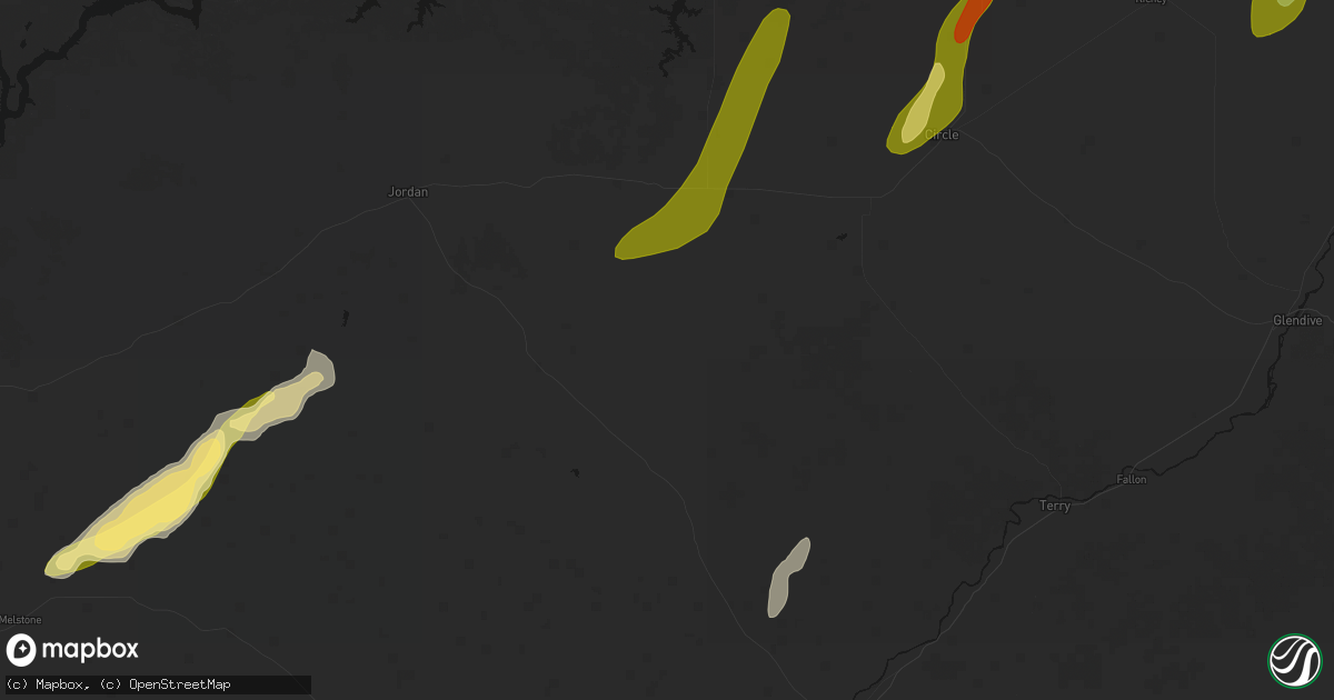 Hail map in Angela, MT on June 27, 2026
