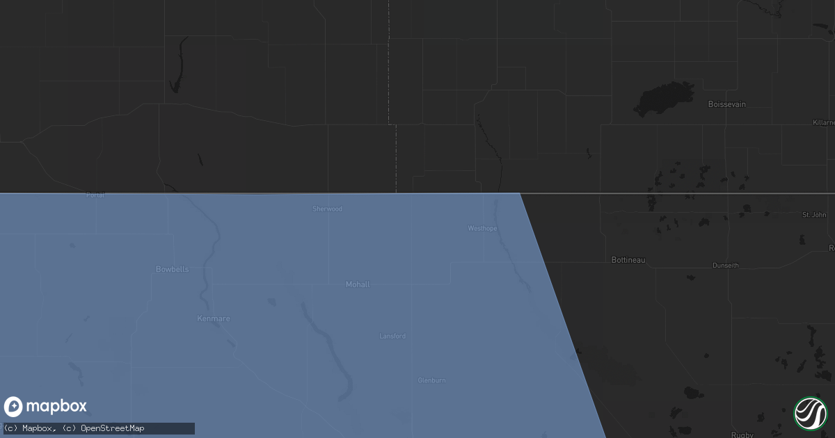 Hail map in Antler, ND on June 27, 2026