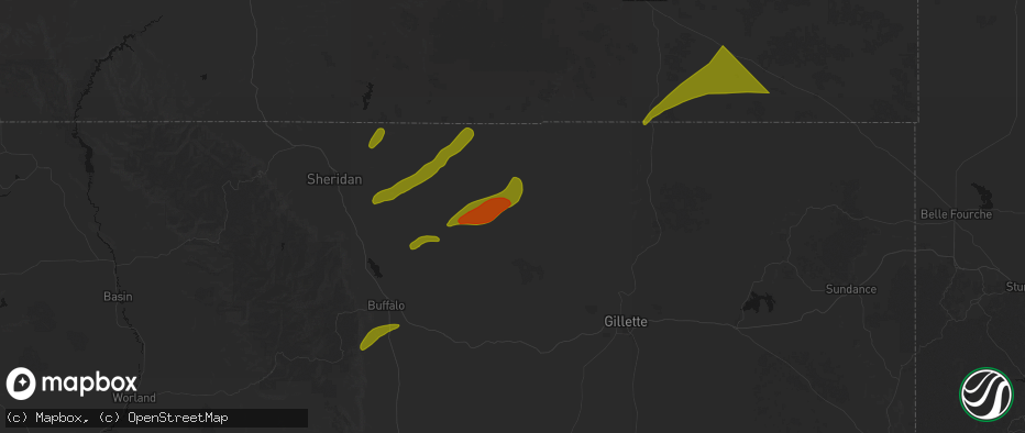 Hail map in Arvada, WY on June 27, 2026