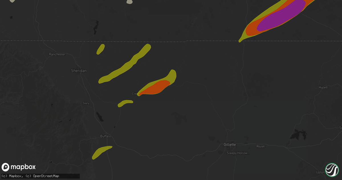 Hail map in Arvada, WY on June 27, 2026