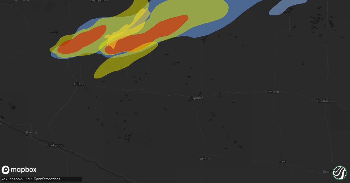 Hail map in Ashby, NE on June 27, 2026