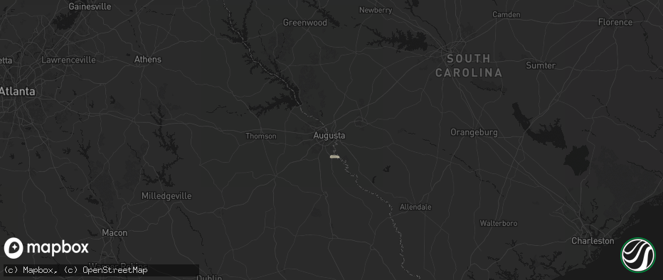 Hail map in Augusta, GA on June 27, 2026