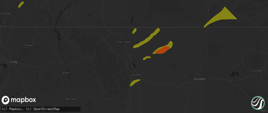 Hail map in Banner, WY on June 27, 2026