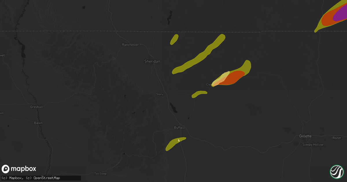 Hail map in Banner, WY on June 27, 2026