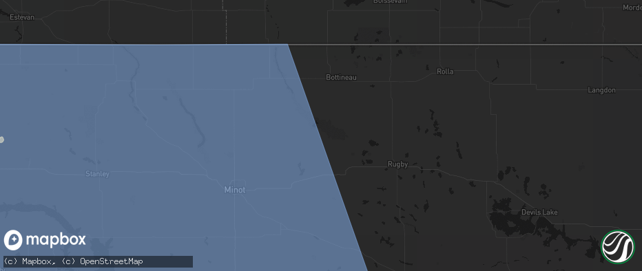 Hail map in Bantry, ND on June 27, 2026