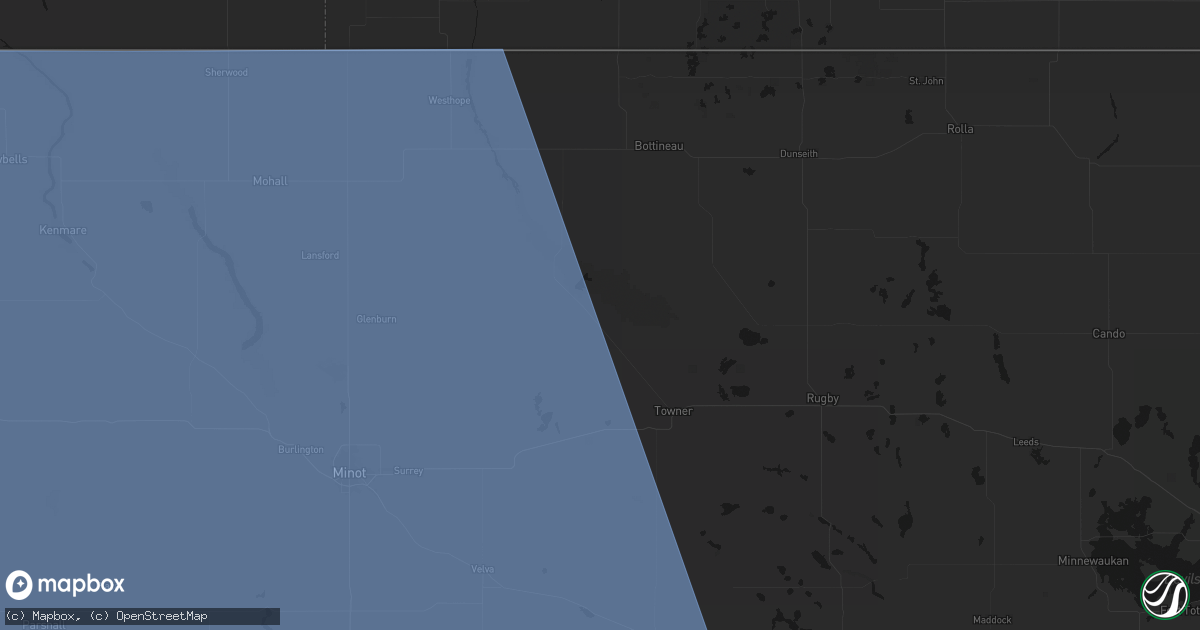 Hail map in Bantry, ND on June 27, 2026