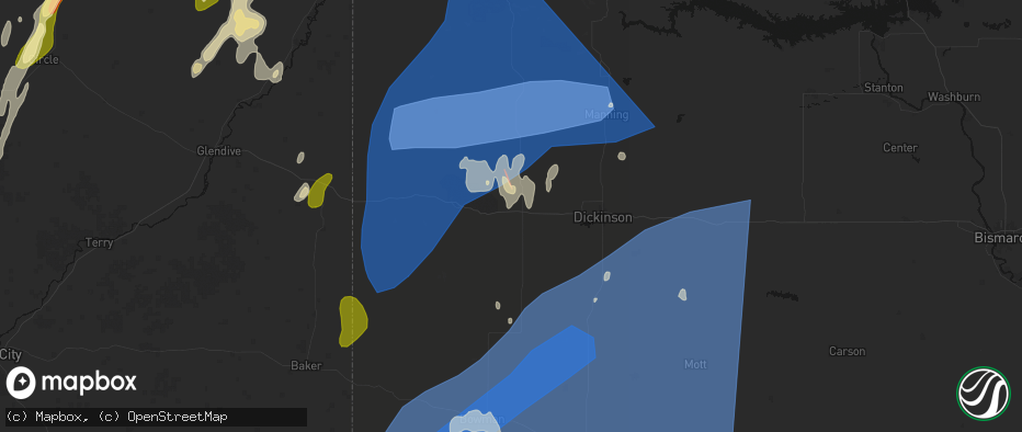 Hail map in Belfield, ND on June 27, 2026