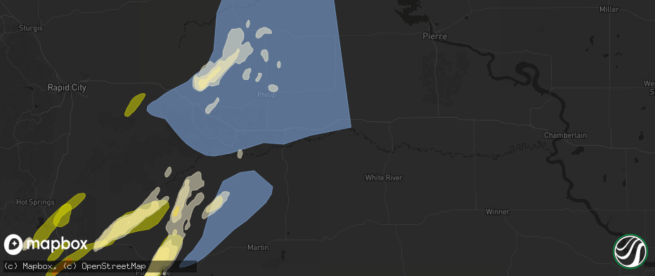 Hail map in Belvidere, SD on June 27, 2026