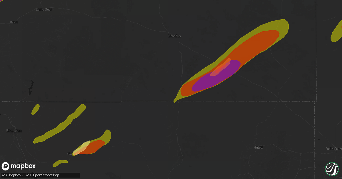 Hail map in Biddle, MT on June 27, 2026