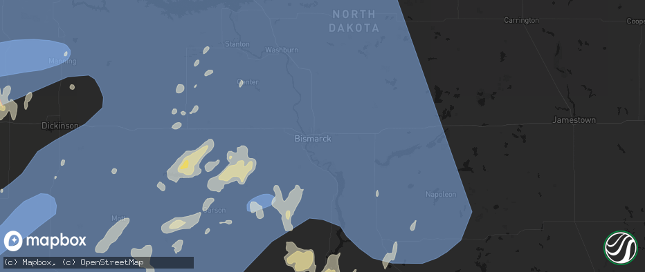 Hail map in Bismarck, ND on June 27, 2026