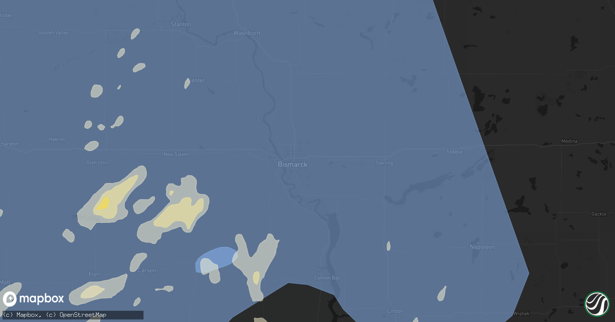 Hail map in Bismarck, ND on June 27, 2026