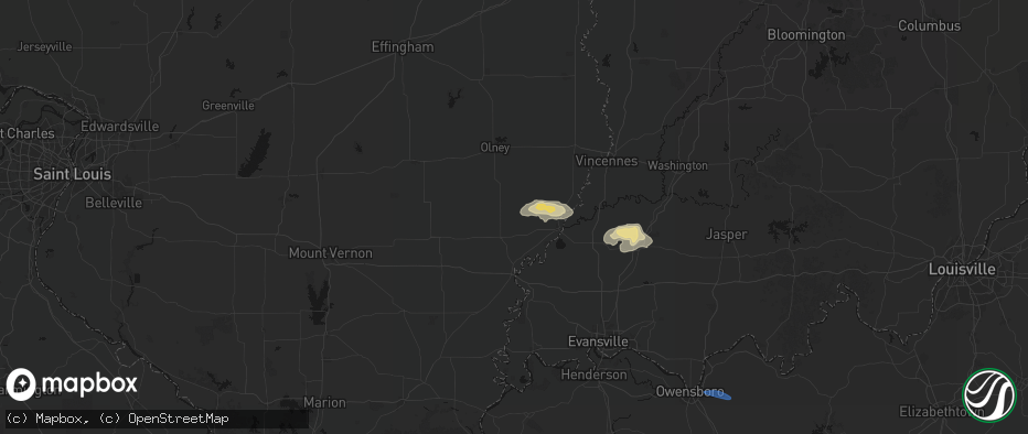 Hail map in Bone Gap, IL on June 27, 2026