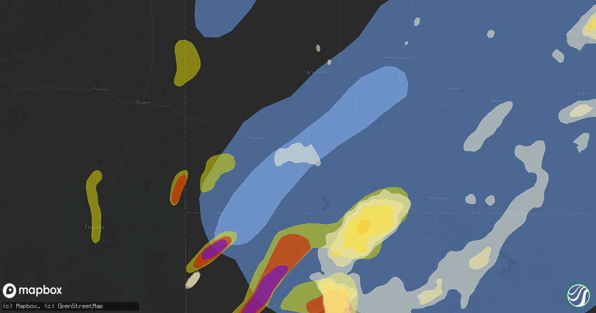 Hail map in Bowman, ND on June 27, 2026