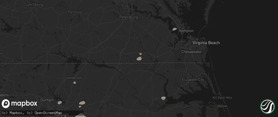 Hail map in Boykins, VA on June 27, 2026