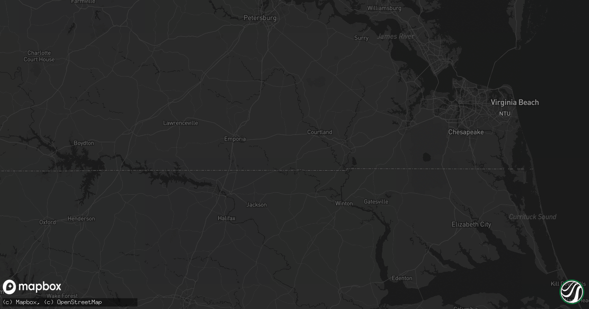 Hail map in Boykins, VA on June 27, 2026