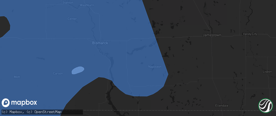 Hail map in Braddock, ND on June 27, 2026