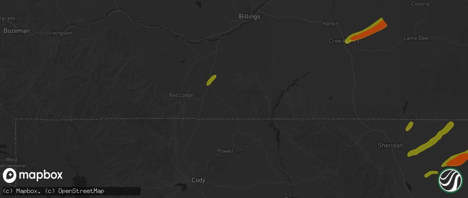 Hail map in Bridger, MT on June 27, 2026