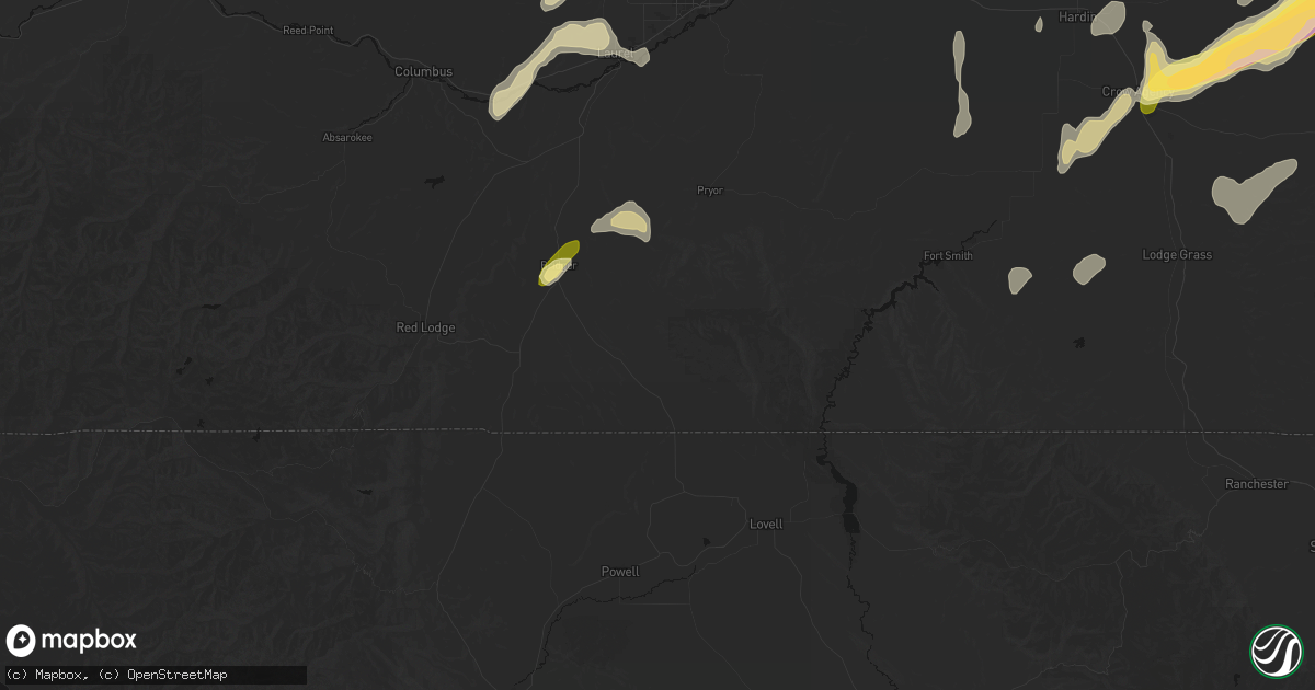 Hail map in Bridger, MT on June 27, 2026