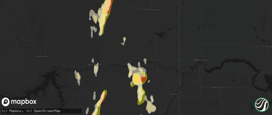 Hail map in Brockton, MT on June 27, 2026