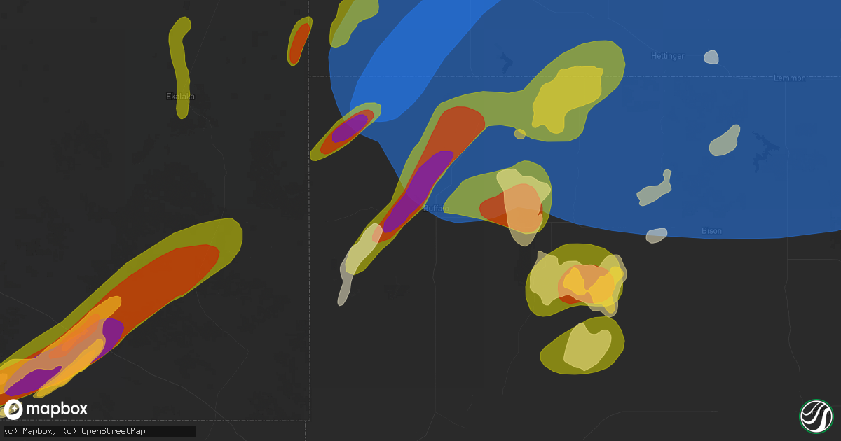 Hail map in Buffalo, SD on June 27, 2026