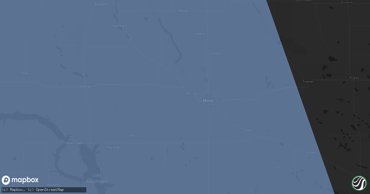 Hail map in Burlington, ND on June 27, 2026